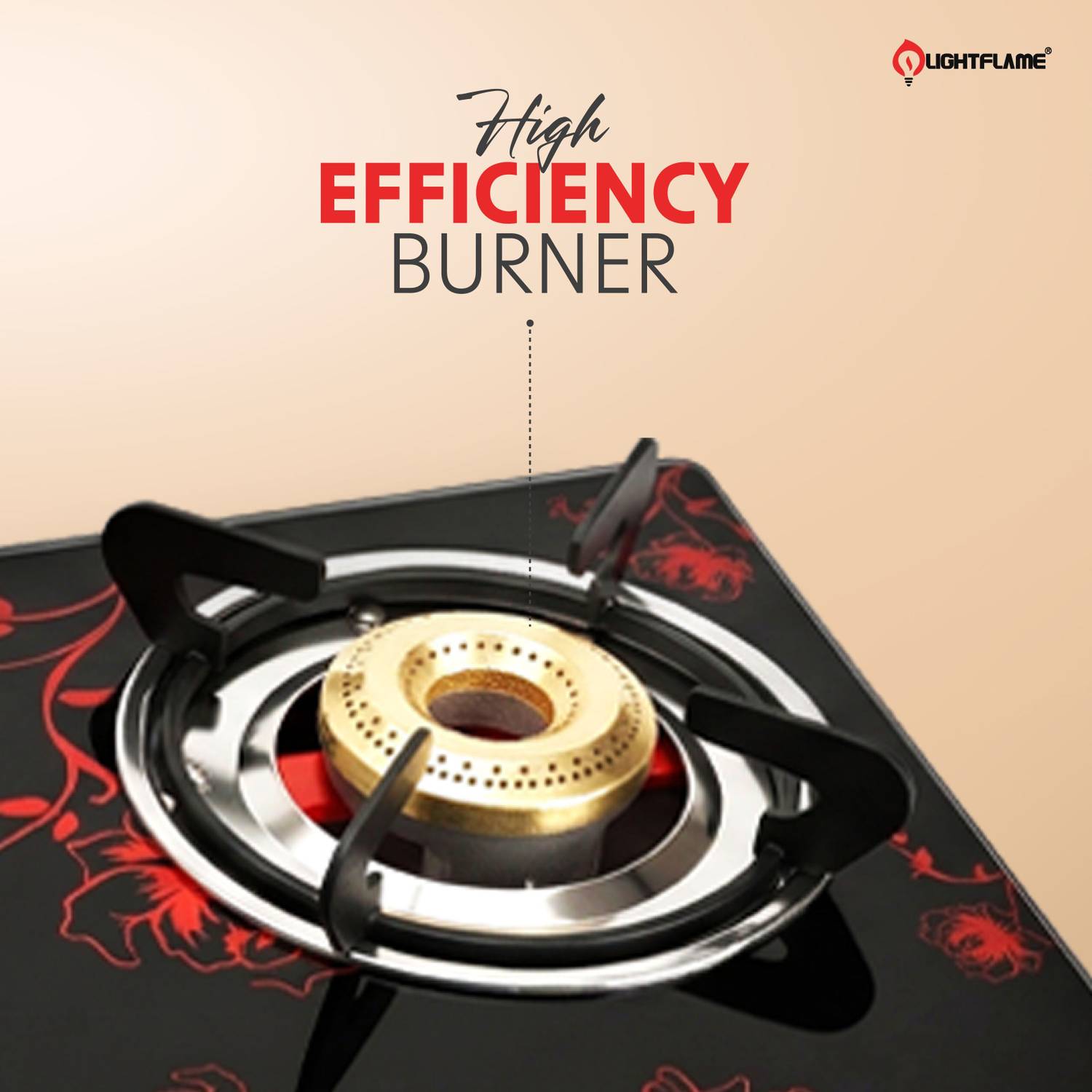 LIGHTFLAME Red Floral Glass Manual Gas Stove - Image 5