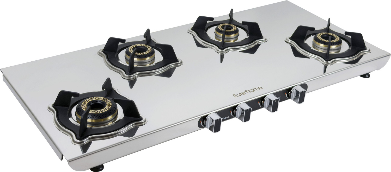 Image of Everflame Marvel 4B Long 6G Forged Brass Burner | AI Gas Saver Technology | Durable Stainless Steel Manual Gas Stove