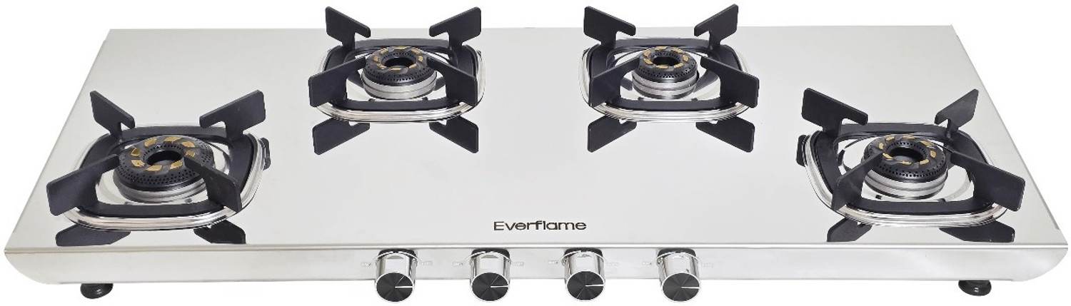 Image of Everflame Photon 4 Burner Gas Stove Long Heavy & Durable 5G AI Stainless Steel Manual Gas Stove