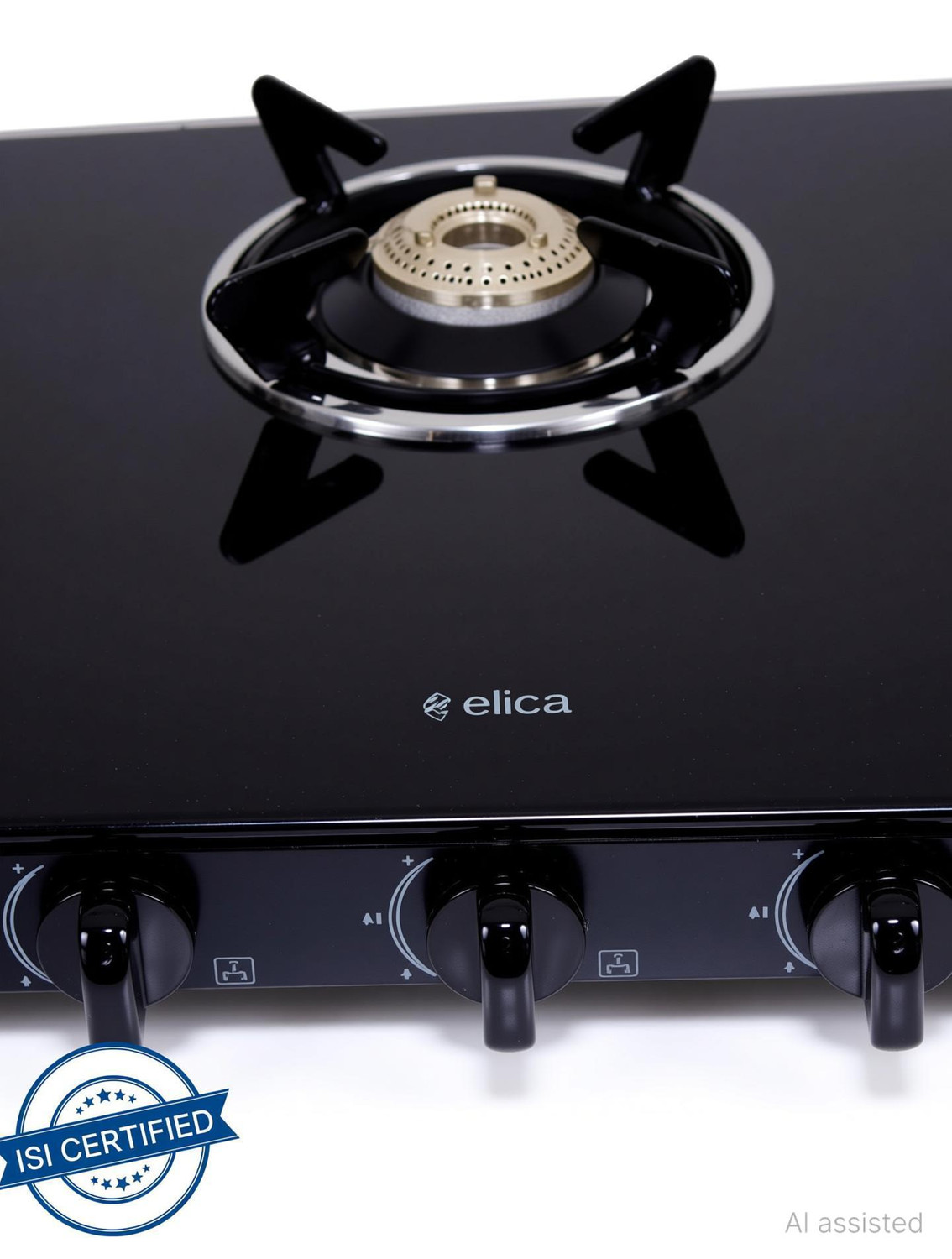Image of Elica 703 CT VETRO BLK Glass Manual Gas Stove