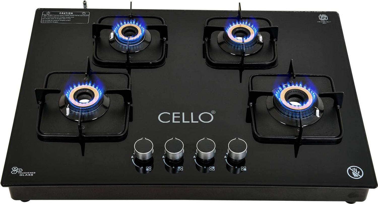 CELLO Crysta 8 MM Black Glass Gas Stove - Image 1