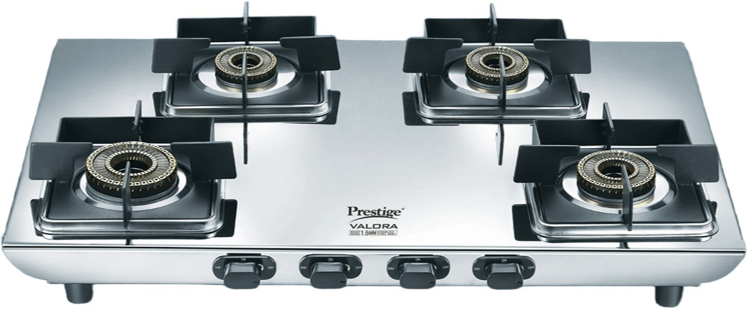 Image of Prestige Valora 04B Wind Guard Pan Support|360 Revolving Nozzle|Removable Spill Tray Stainless Steel Manual Gas Stove