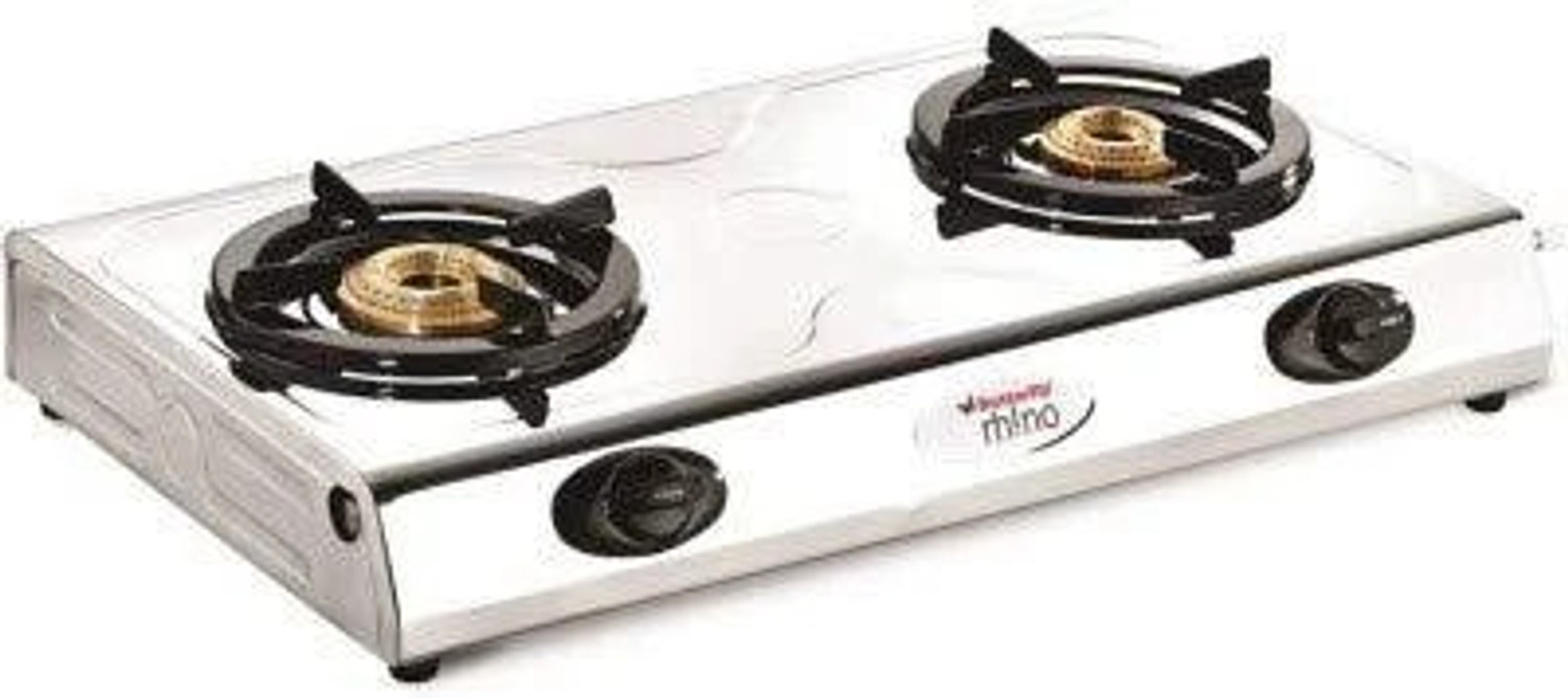 Image of Butterfly LPG Rhino 2 Burner Stainless Steel Open Gas Stove Stainless Steel Manual Gas Stove