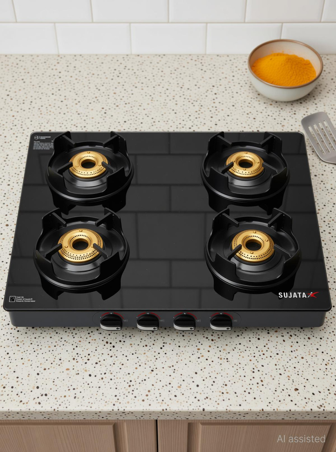 Image of SUJATA 9 Years Warranty| 5G Designed Forged Brass Burner, LPG & PNG Compatible Deluxe Glass Manual Gas Stove
