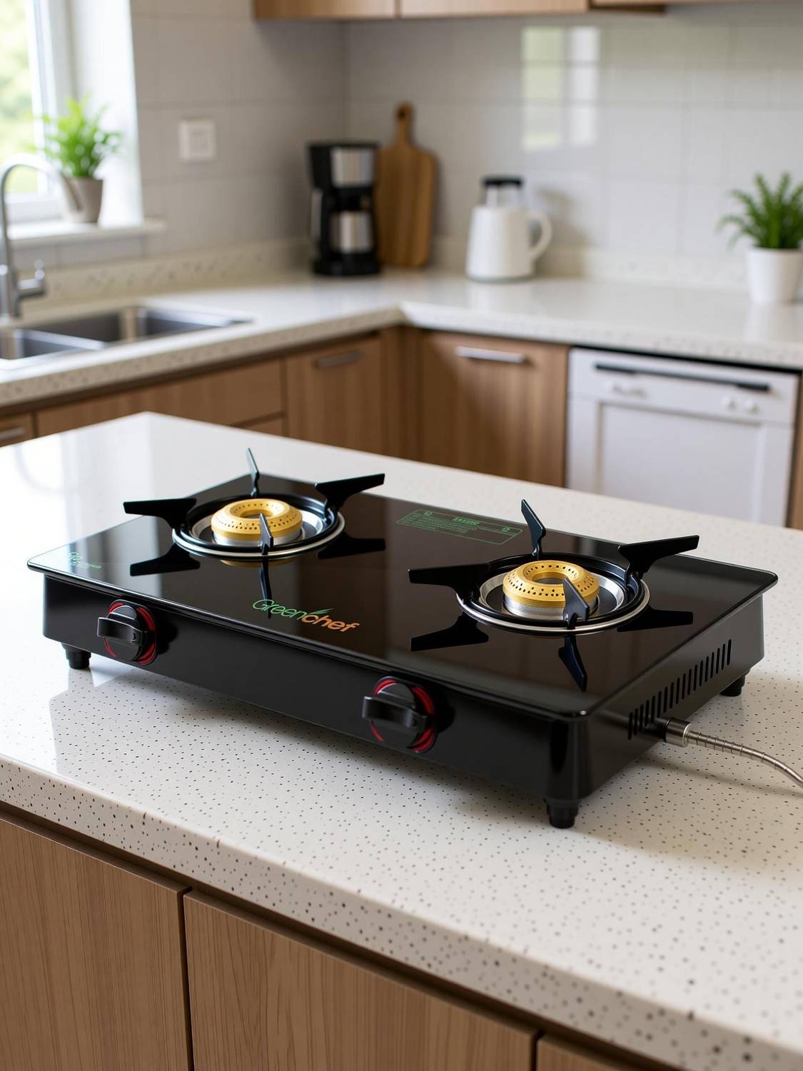 Greenchef Ebony Glass Manual Gas Stove Black - Image 4