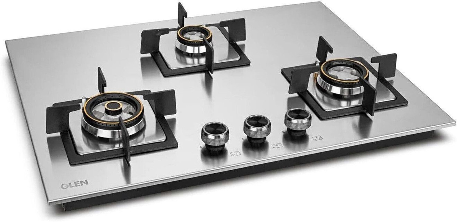 Image of Glen Ultra Tuff Stainless Steel Hob 70 CM | Auto Ignition | Forged Brass Burners | Stainless Steel Automatic Hob