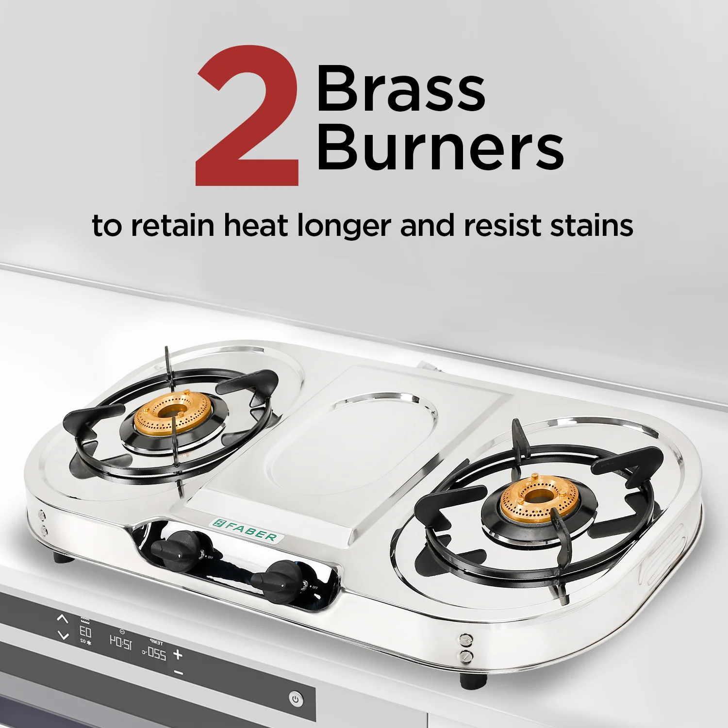Image of FABER HOB COOKTOP CRYSTAL 2BB SS Stainless Steel Manual Gas Stove