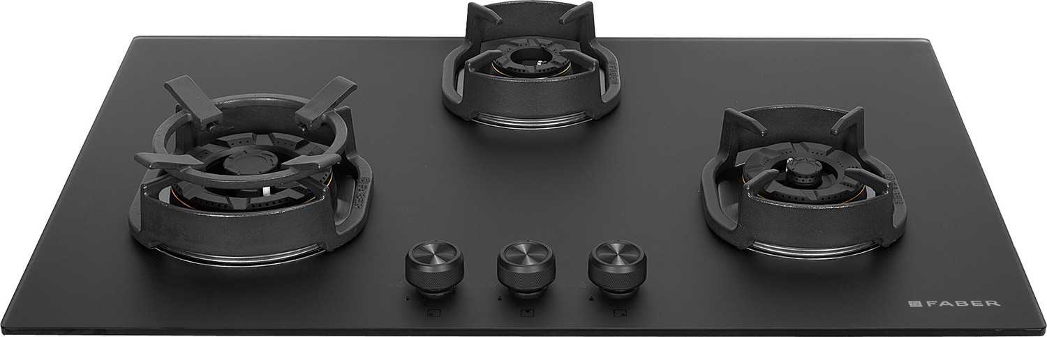 Image of FABER Hob Della HD783 CI AI| Auto-Ignition|Brass Burner| Cast Iron Pan Support Glass Automatic Hob