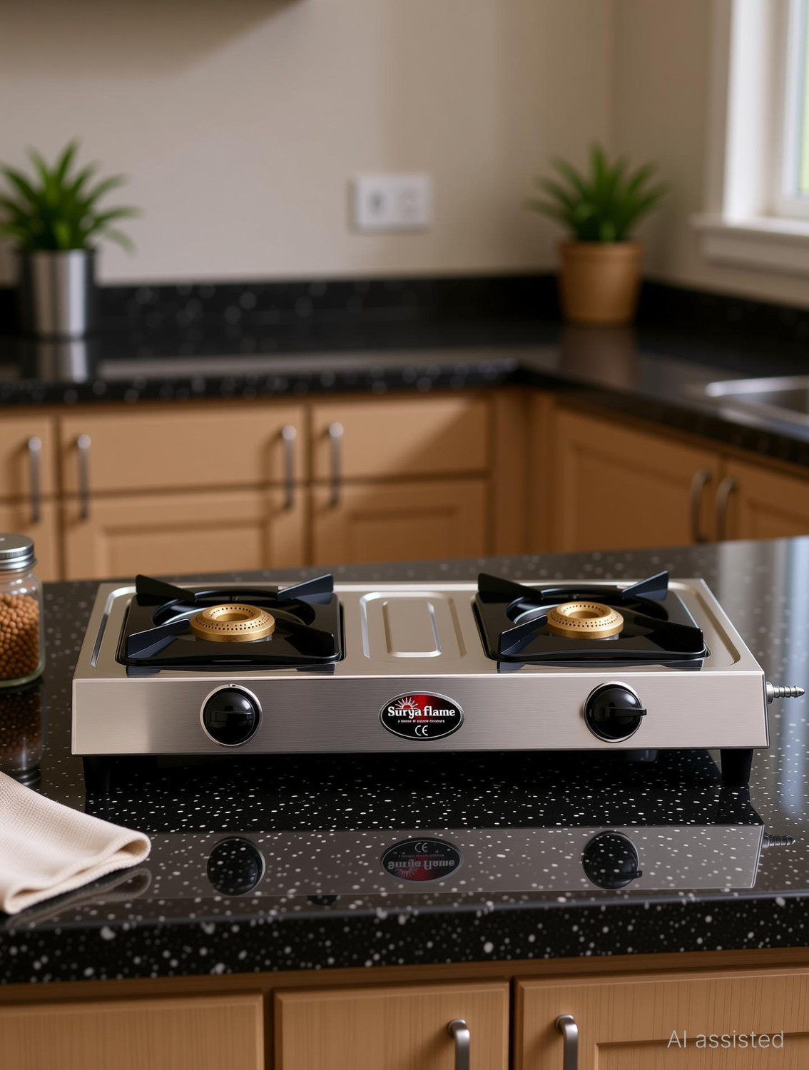 Image of Suryaflame 2 Burner LPG Stove Chulha Amaze Manual Ignition Stainless Steel Manual Gas Stove (2 Burners)