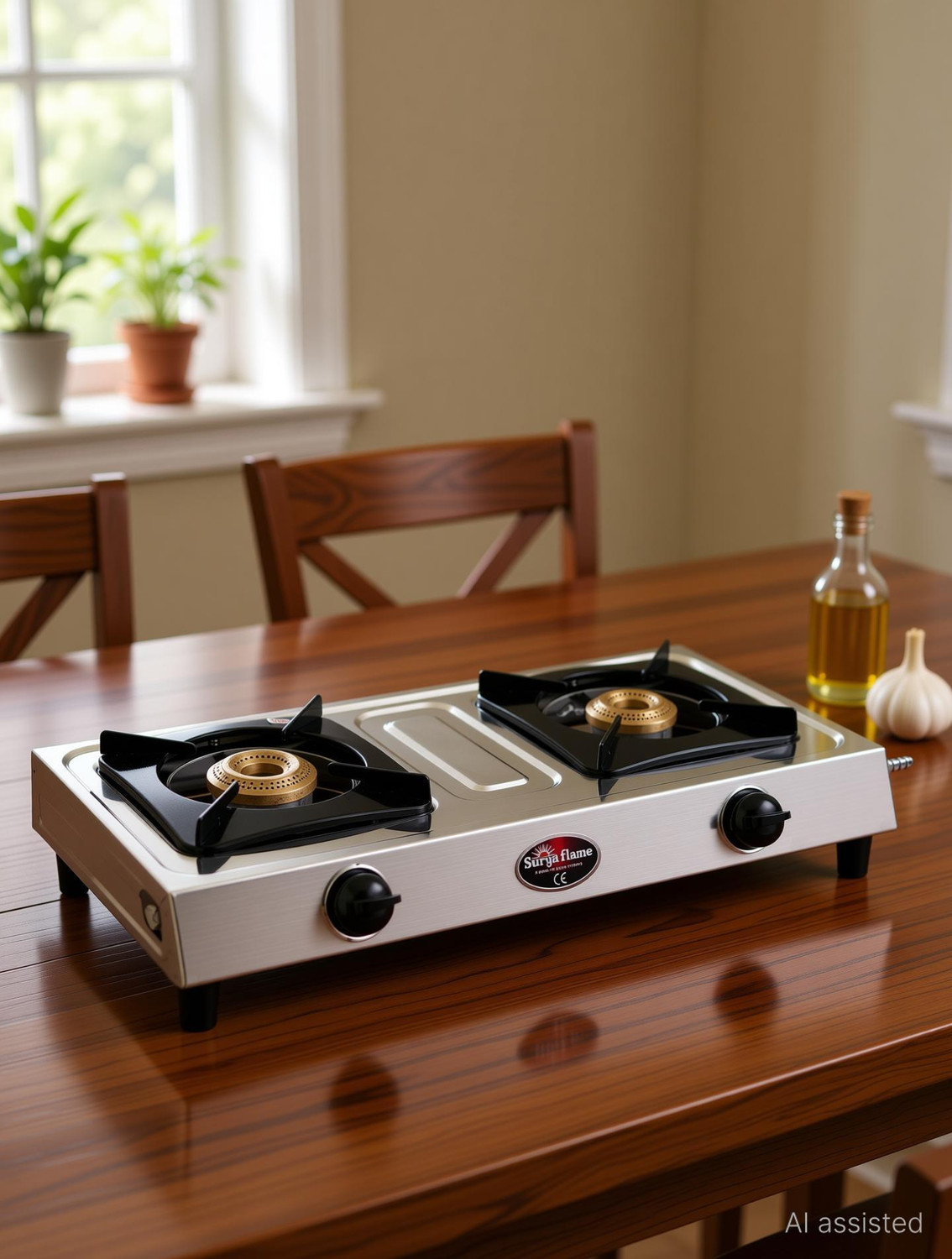 Image of Suryaflame 2 Burner LPG Stove Chulha Amaze Manual Ignition Stainless Steel Manual Gas Stove (2 Burners)