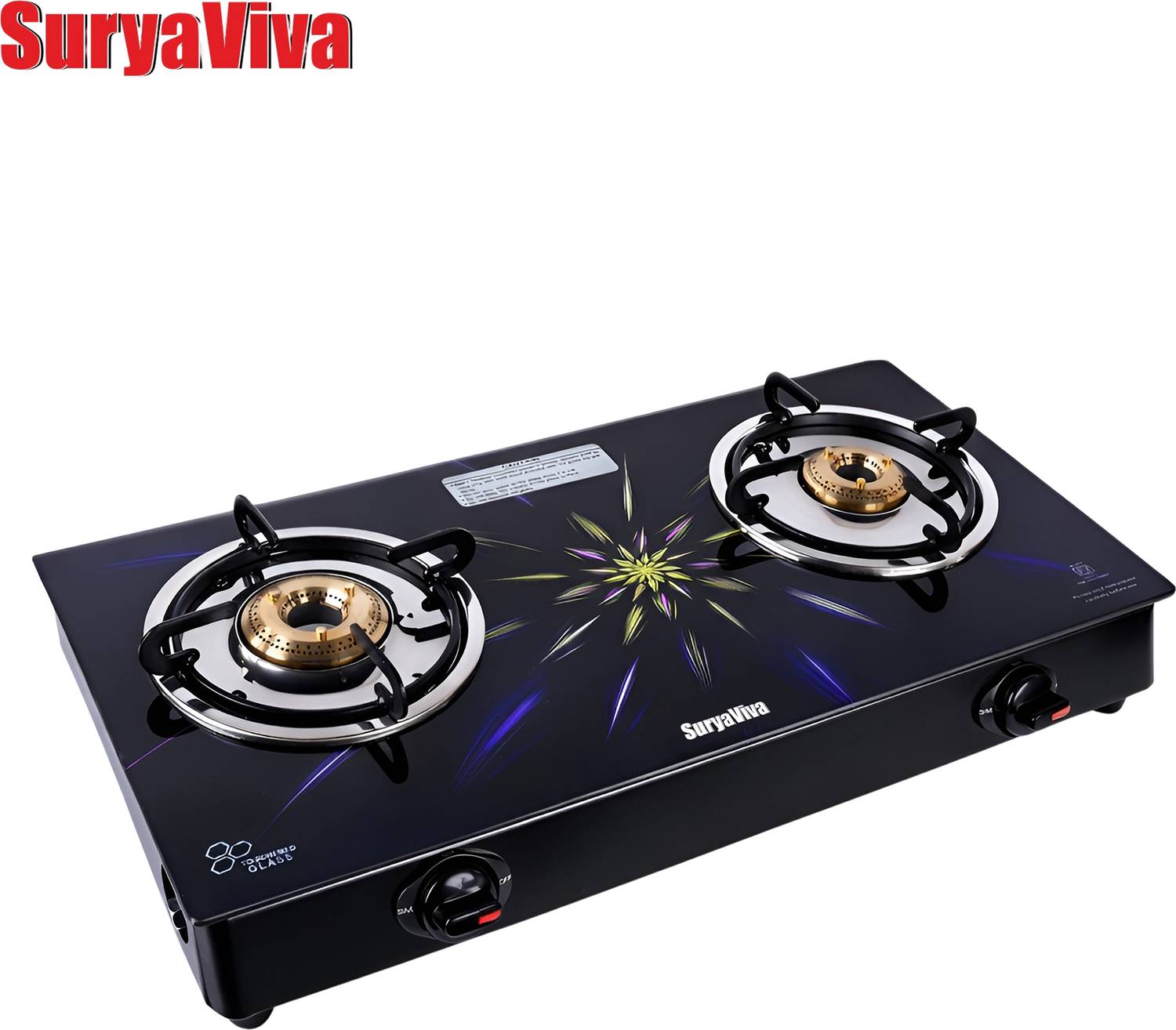 SURYAVIVA Sparkle 2B Glass Manual Gas Stove (2 Burners)