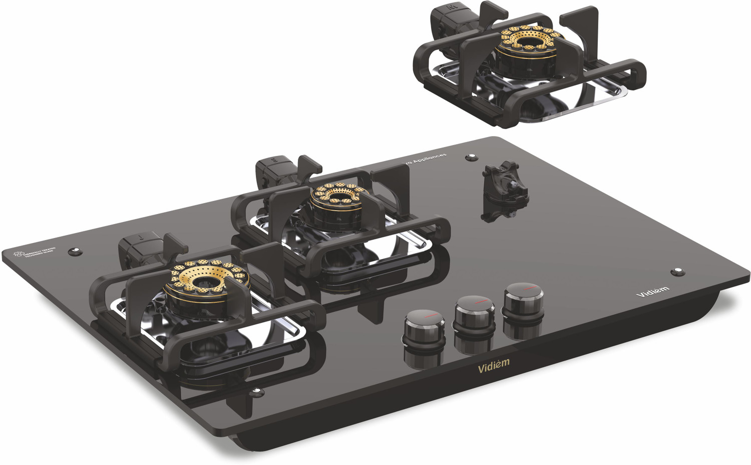 Image of Vidiem Vogue V1 Gas Stove| World's First Fully Removable Burner Assembly Glass Manual Hob