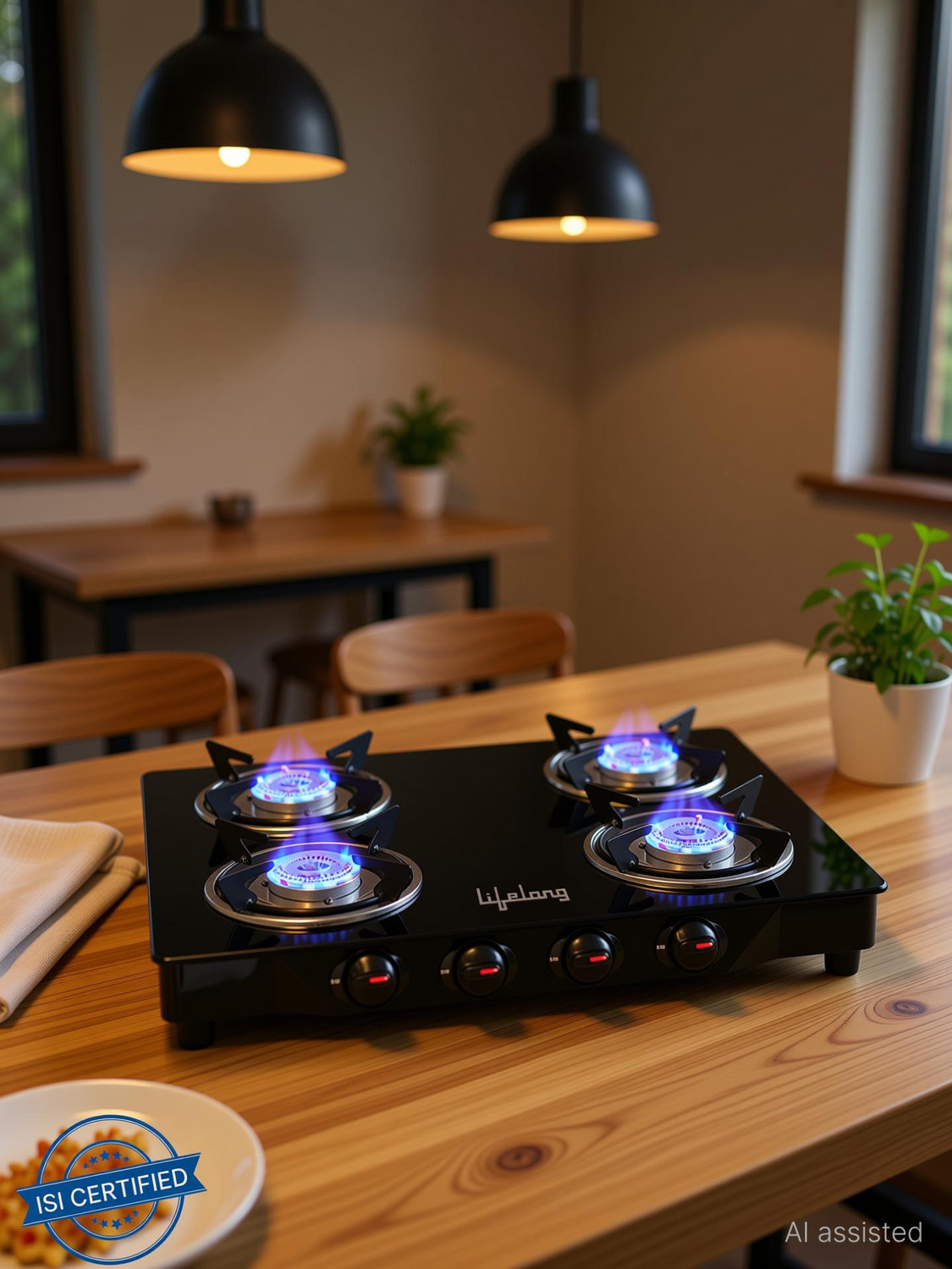 Image of Lifelong ISI Certified Glass Manual Gas Stove