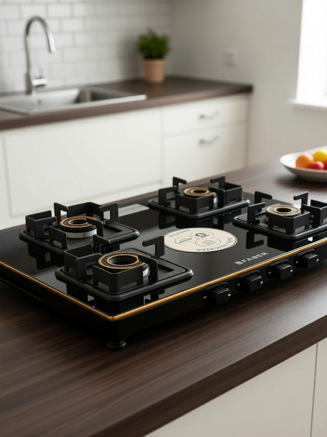 Image of FABER HOB COOKTOP PRINCE PLUS 4BB BK Glass Manual Gas Stove
