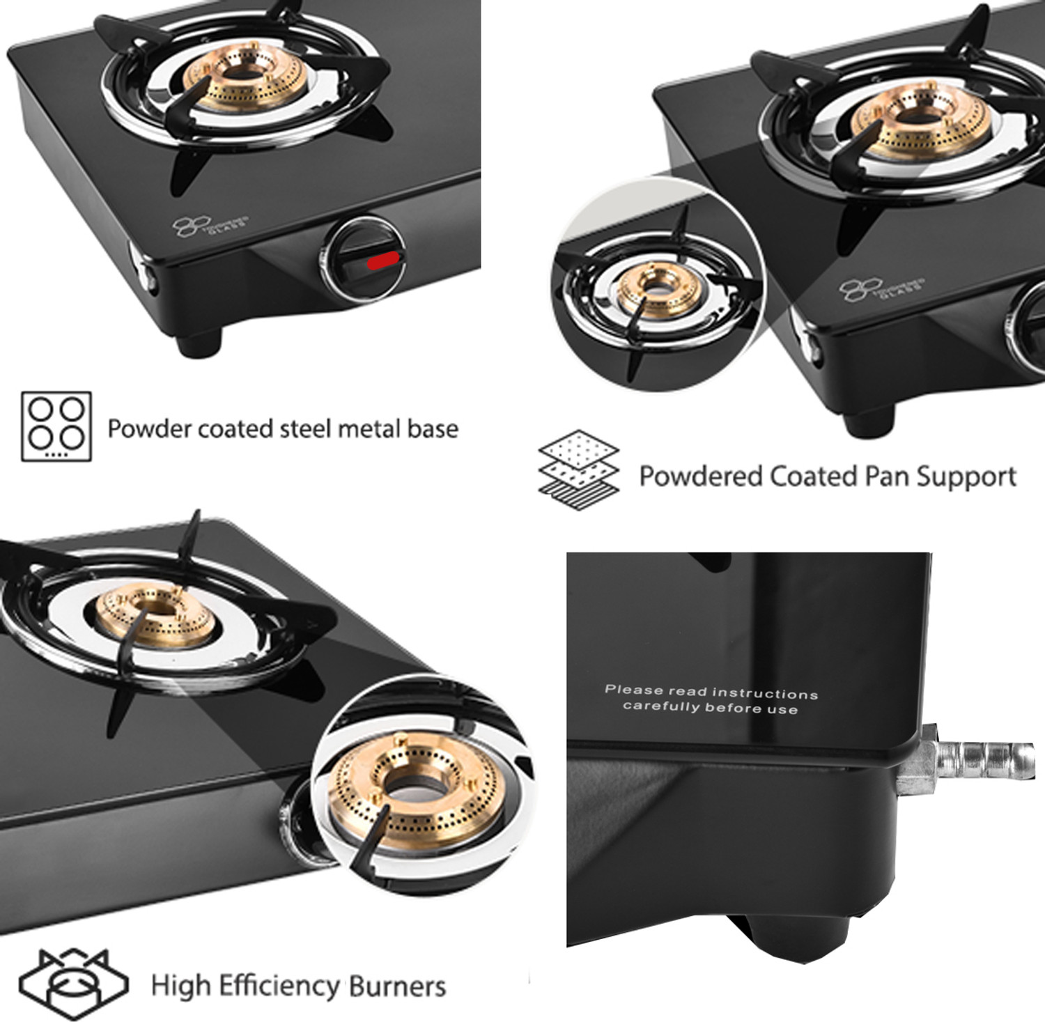 Image of Fogger BLK2BURNL MUNNL Glass Manual Gas Stove