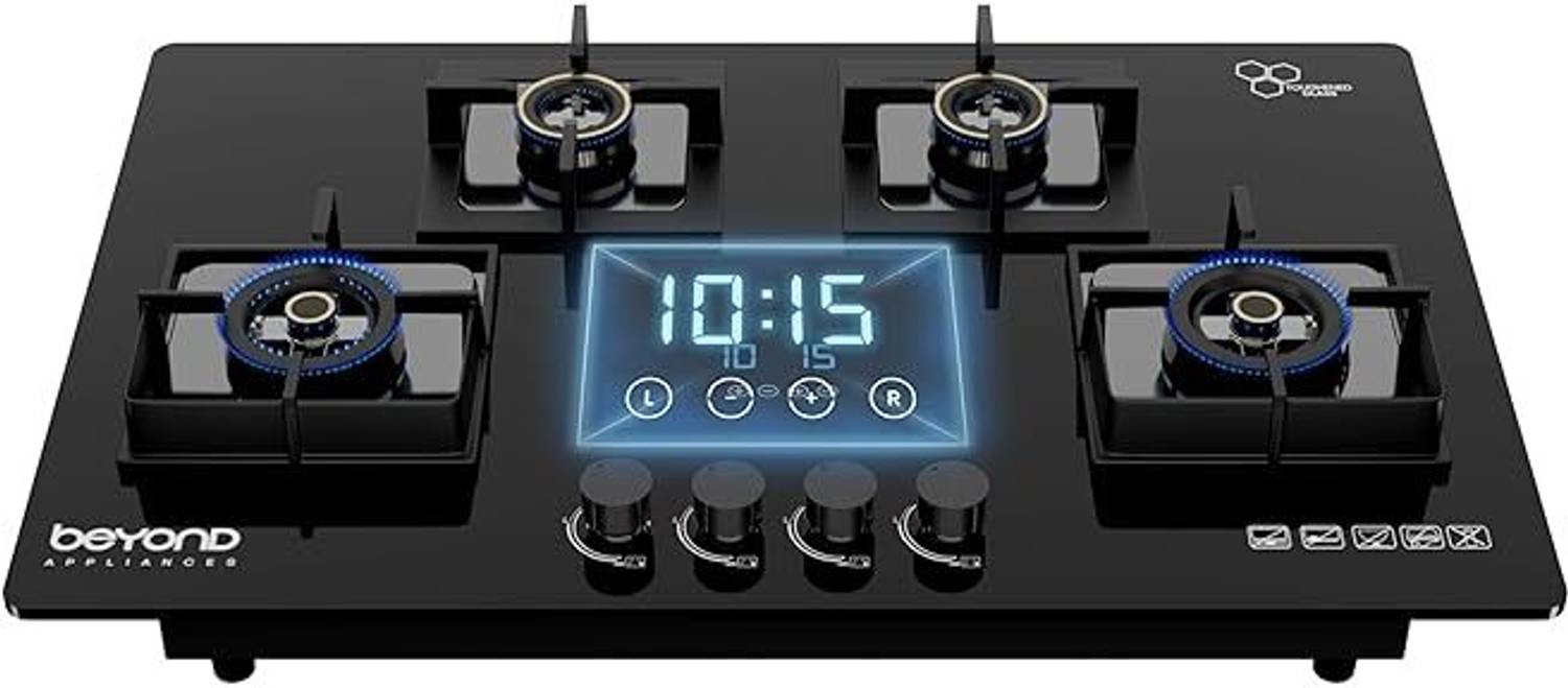 Beyond Appliances Dorado 4 Full Brass Smart Hobtop, Digital Timer