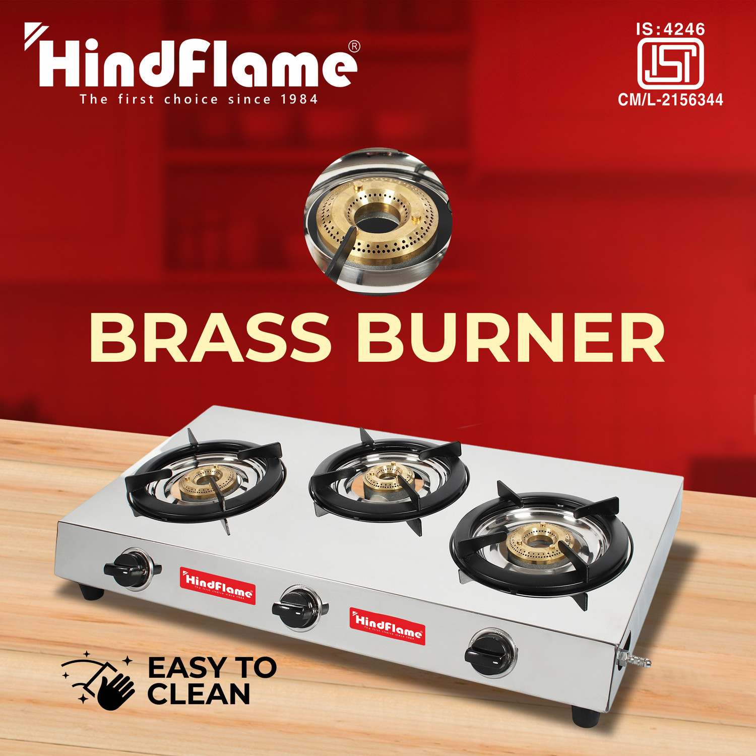 Image of Hindflame 3 Burner Tri maxx Stainless Steel Manual Gas Stove