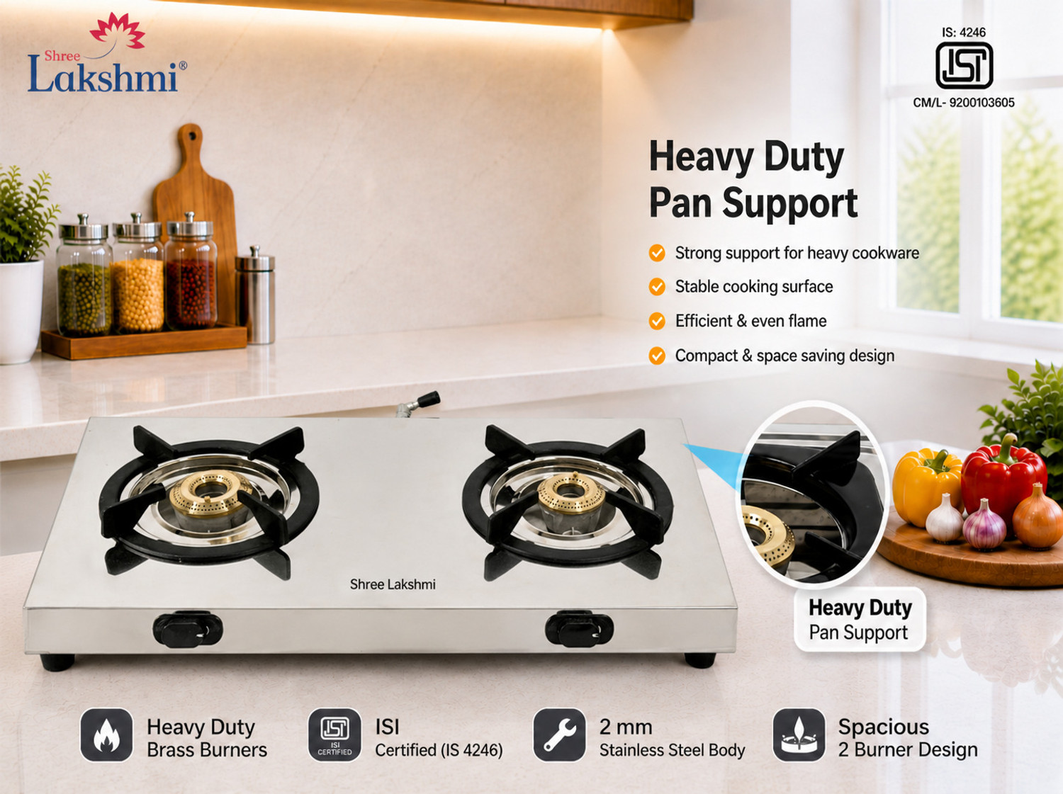 Image of SHREE LAKSHMI Stainless Steel Manual Gas Stove