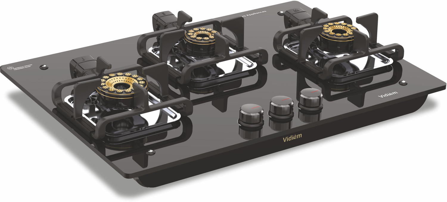 Image of Vidiem Vogue V1 Gas Stove| World's First Fully Removable Burner Assembly Glass Manual Hob