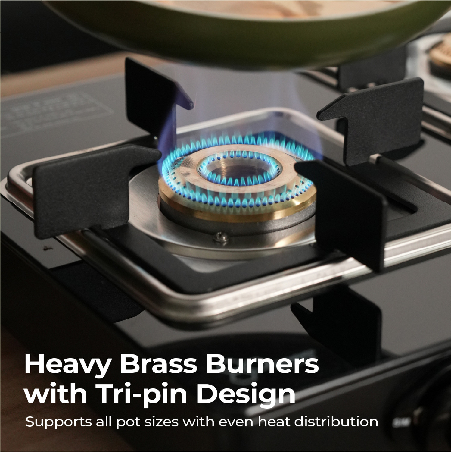 Image of Lifelong Gas Stove with Toughened Glass Top | High-Efficiency Burners & Anti-Skid Legs Glass Manual Gas Stove