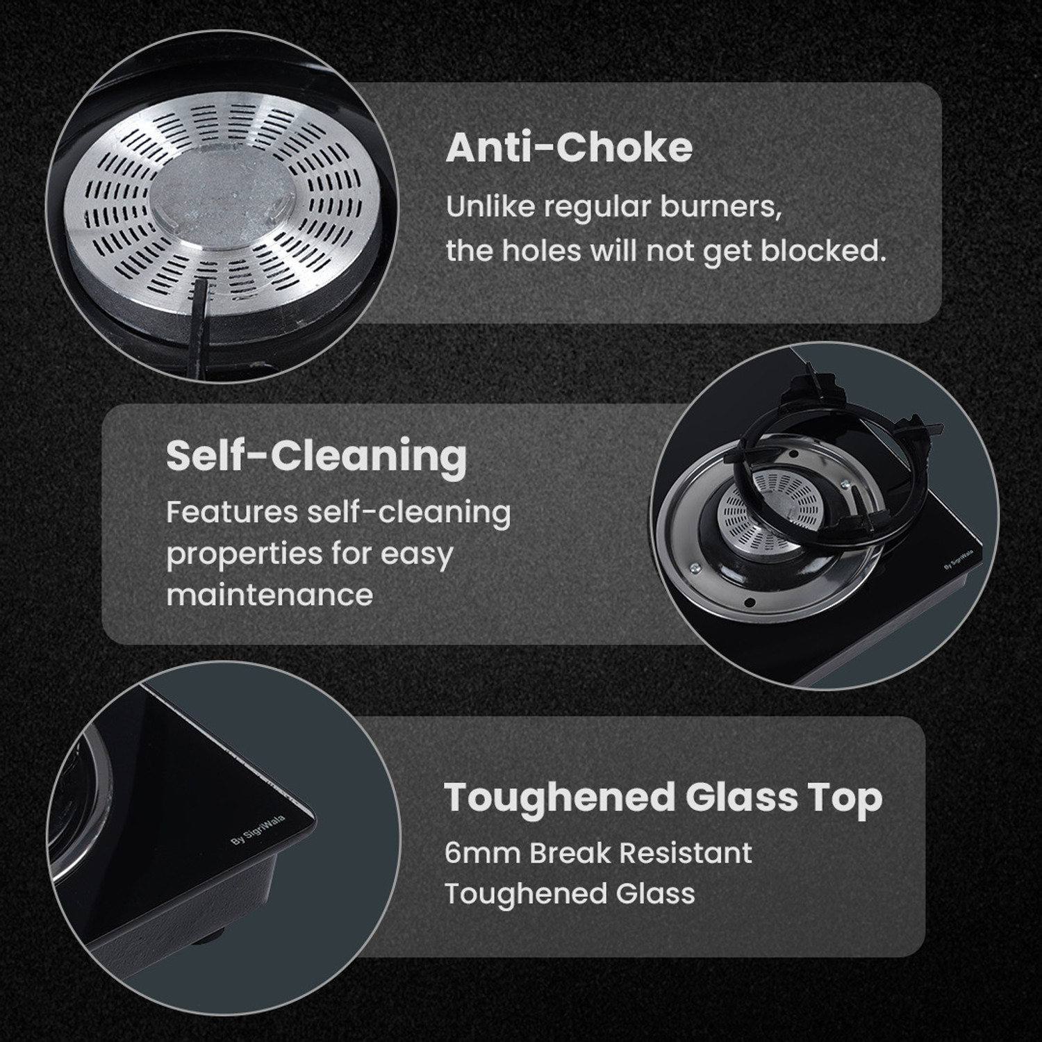 Image of Hamlay Exclusive 5B Hobtop Toughened Glass Tornado Burner Manual hobtop Glass Manual Hob (5 Burners)