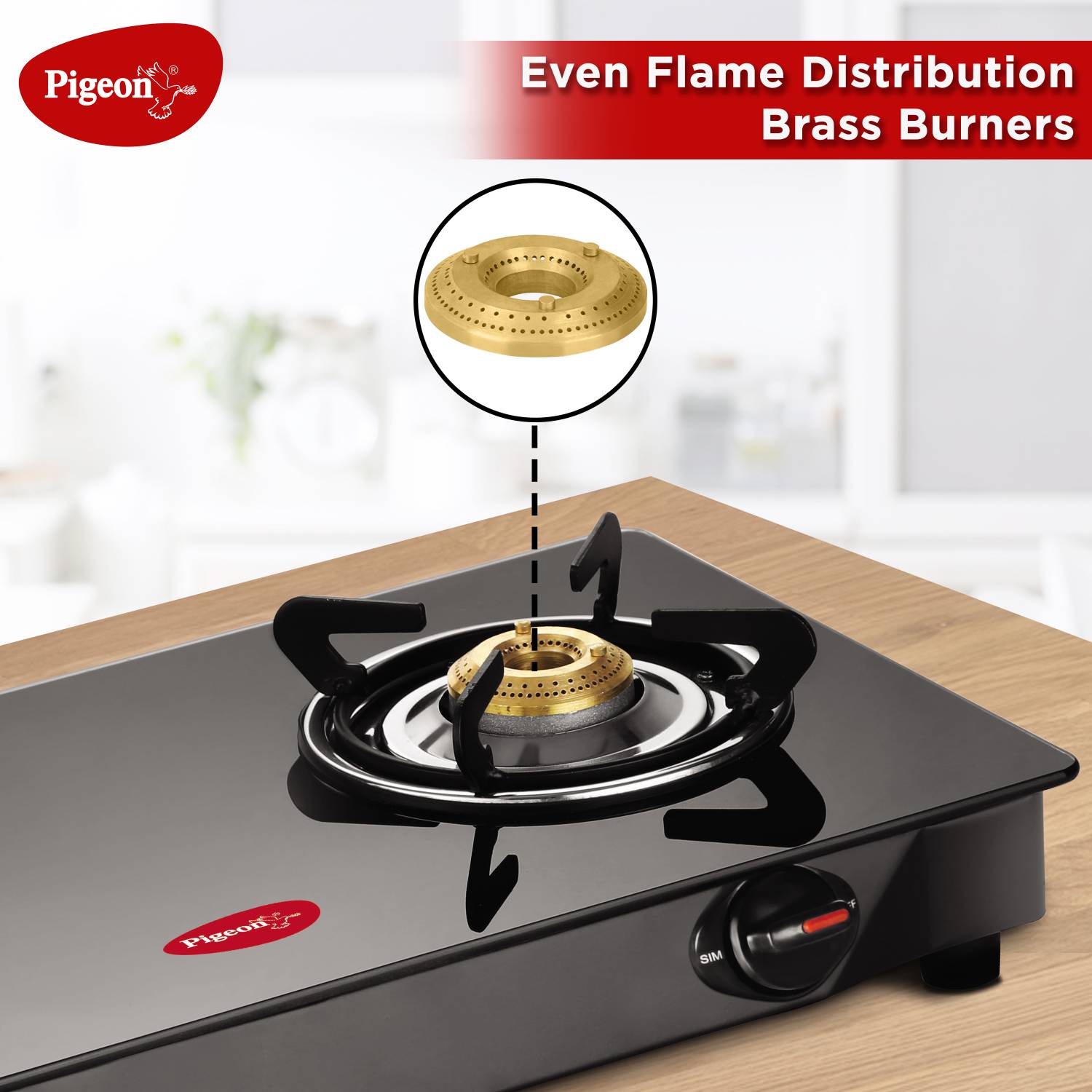 Pigeon Brunet Glass Manual Gas Stove - Image 4
