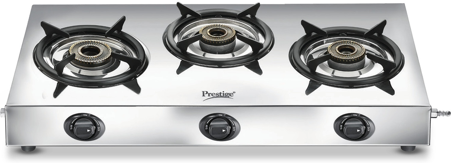 Image of Prestige Perfect Plus 03B Designer Forged Brass Burners|Removable Spill Tray Stainless Steel Manual Gas Stove