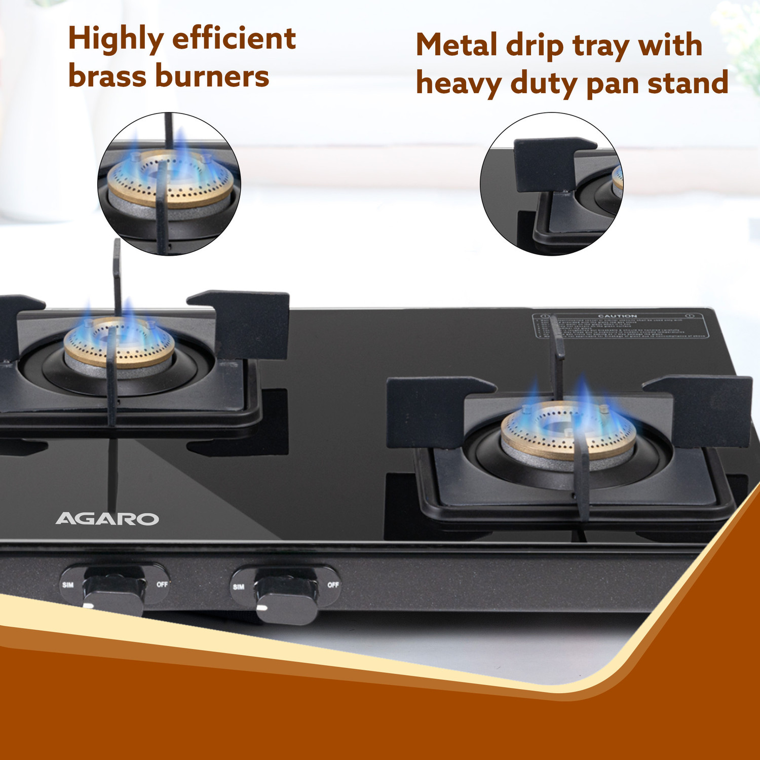 Image of AGARO Glass Manual Gas Stove
