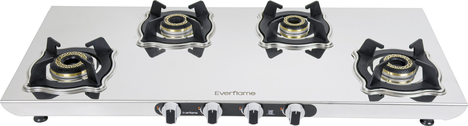 Image of Everflame Marvel 4B Long 6G Forged Brass Burner | AI Gas Saver Technology | Durable Stainless Steel Manual Gas Stove