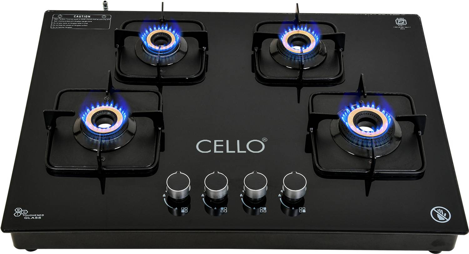 CELLO Crysta 8 MM Black Glass Gas Stove - Image 1
