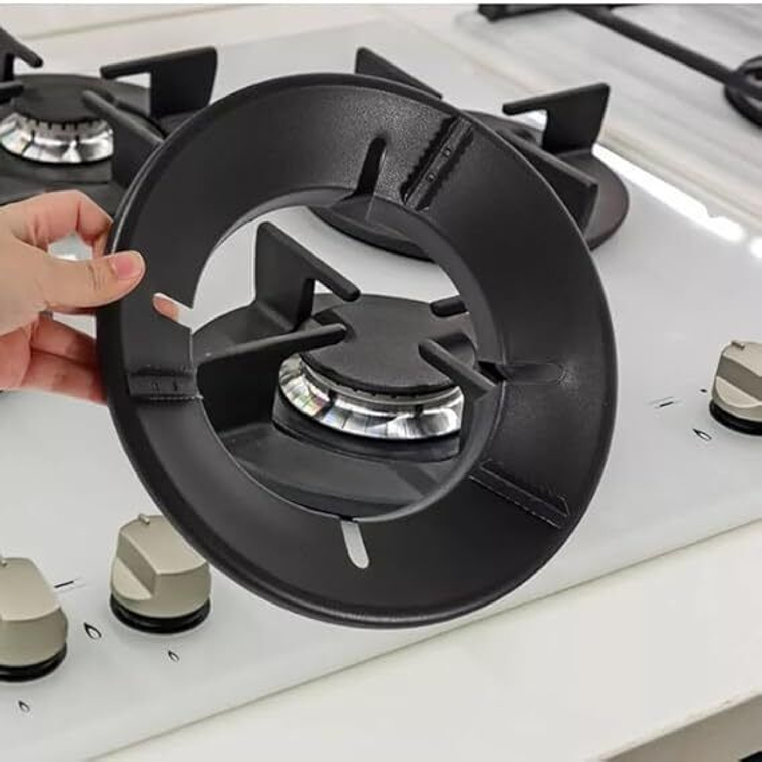 Image of SEAVOKES Gas Saver Jali Ring for Gas Stove| Fire & Windproof Energy Saving Kitchen tool Iron Manual Gas Stove