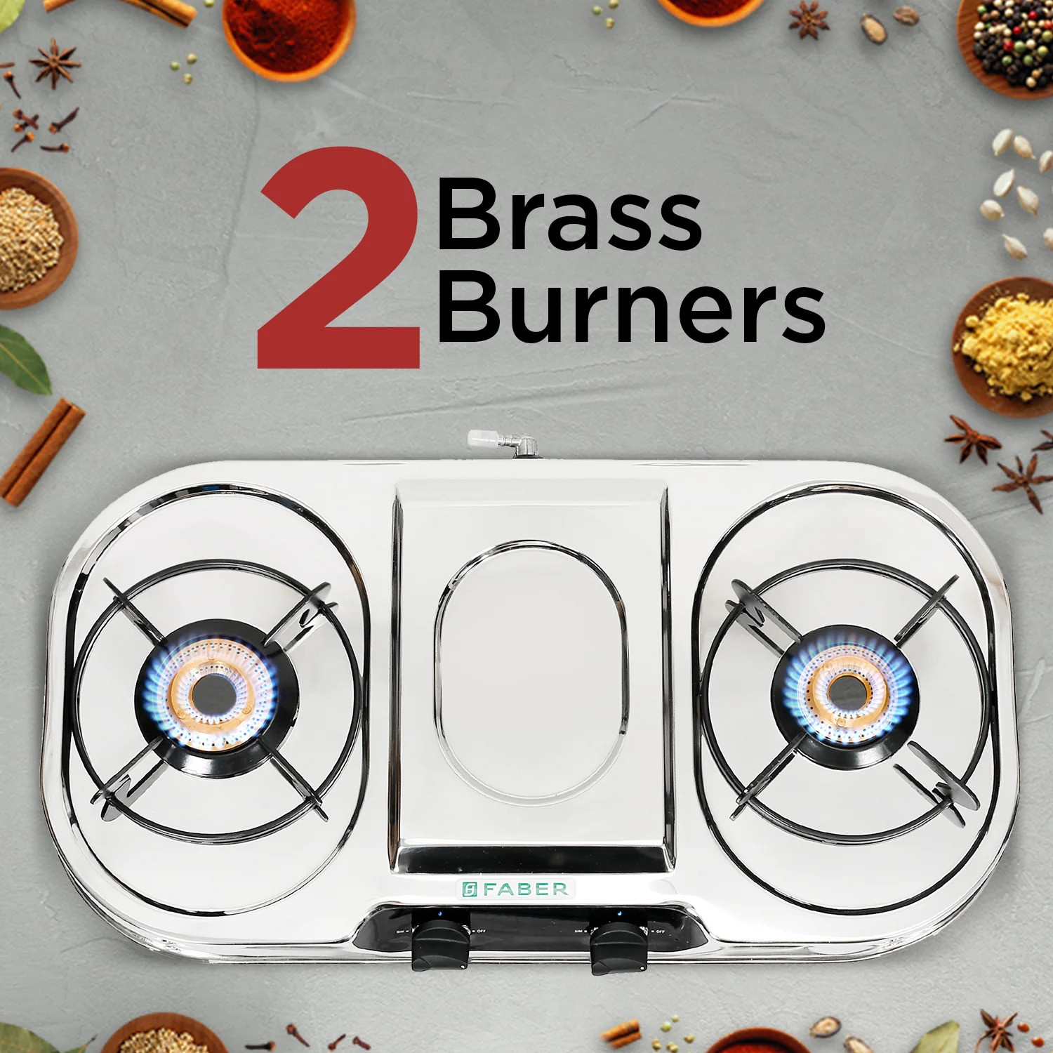 Image of FABER HOB COOKTOP CRYSTAL 2BB SS Stainless Steel Manual Gas Stove