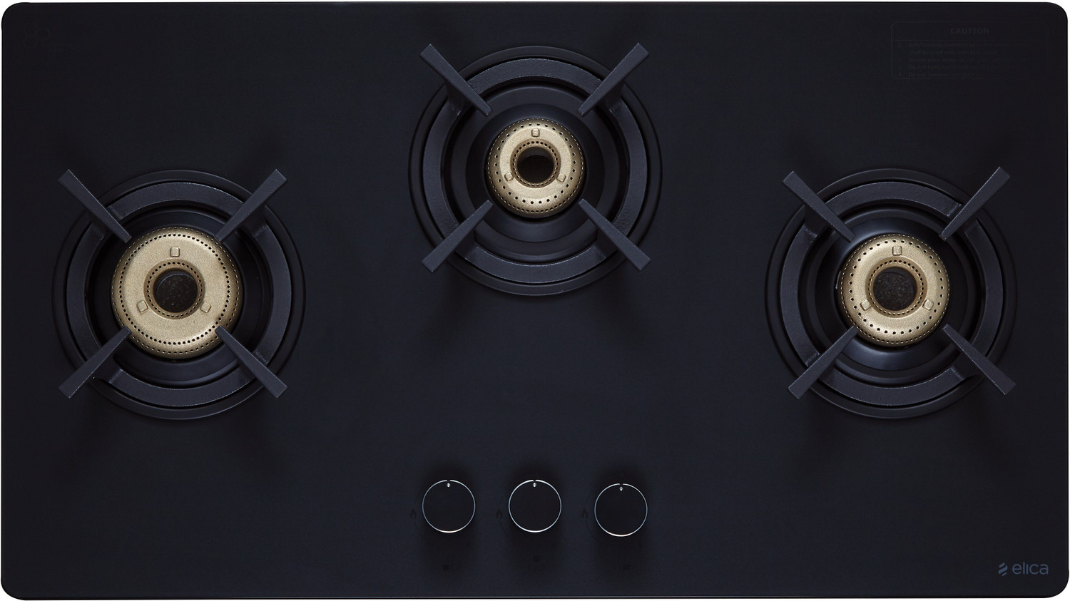 Image of Elica MATT TKN 773 CT VETRO BK Glass Manual Gas Stove
