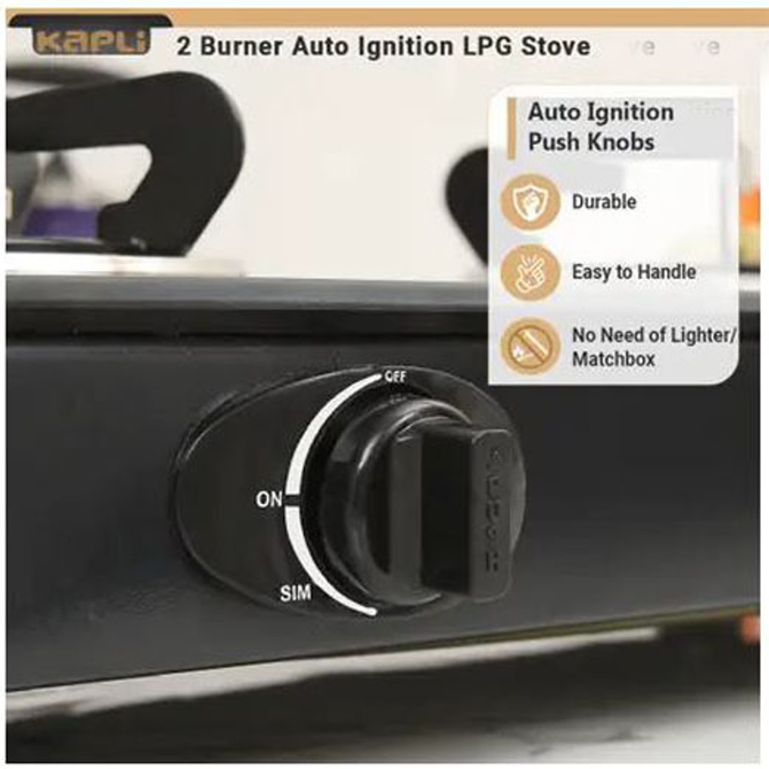 Image of KAPLI Automatic Ignition High Efficiency Burner Gas Stove For LPG Use Glass Automatic Gas Stove