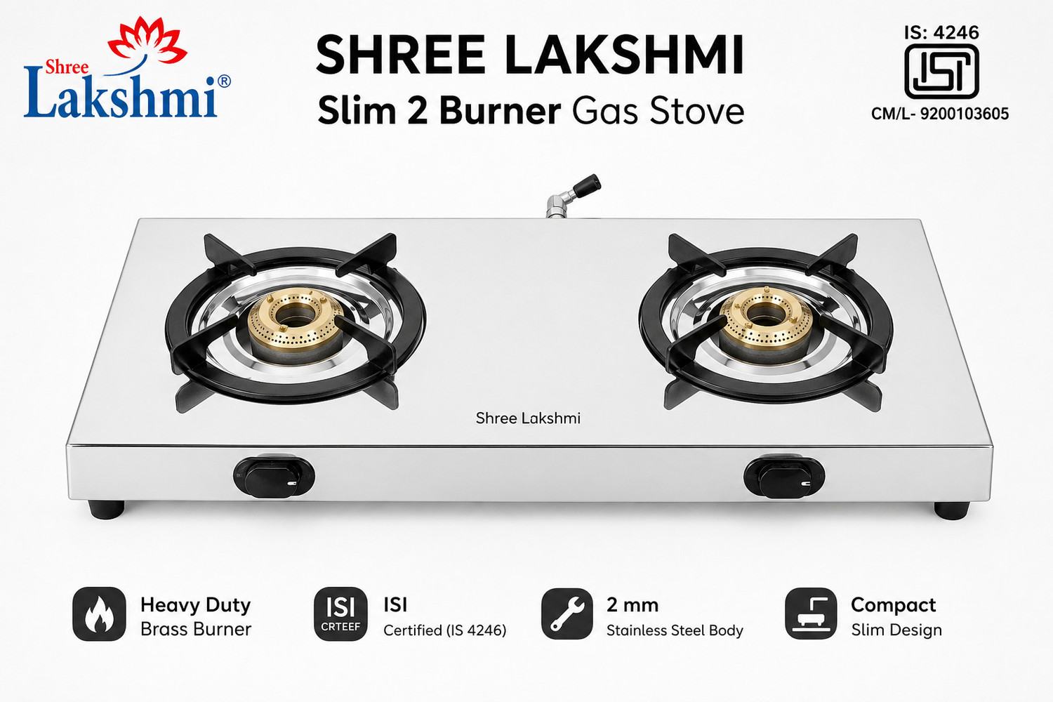 Image of SHREE LAKSHMI Stainless Steel Manual Gas Stove