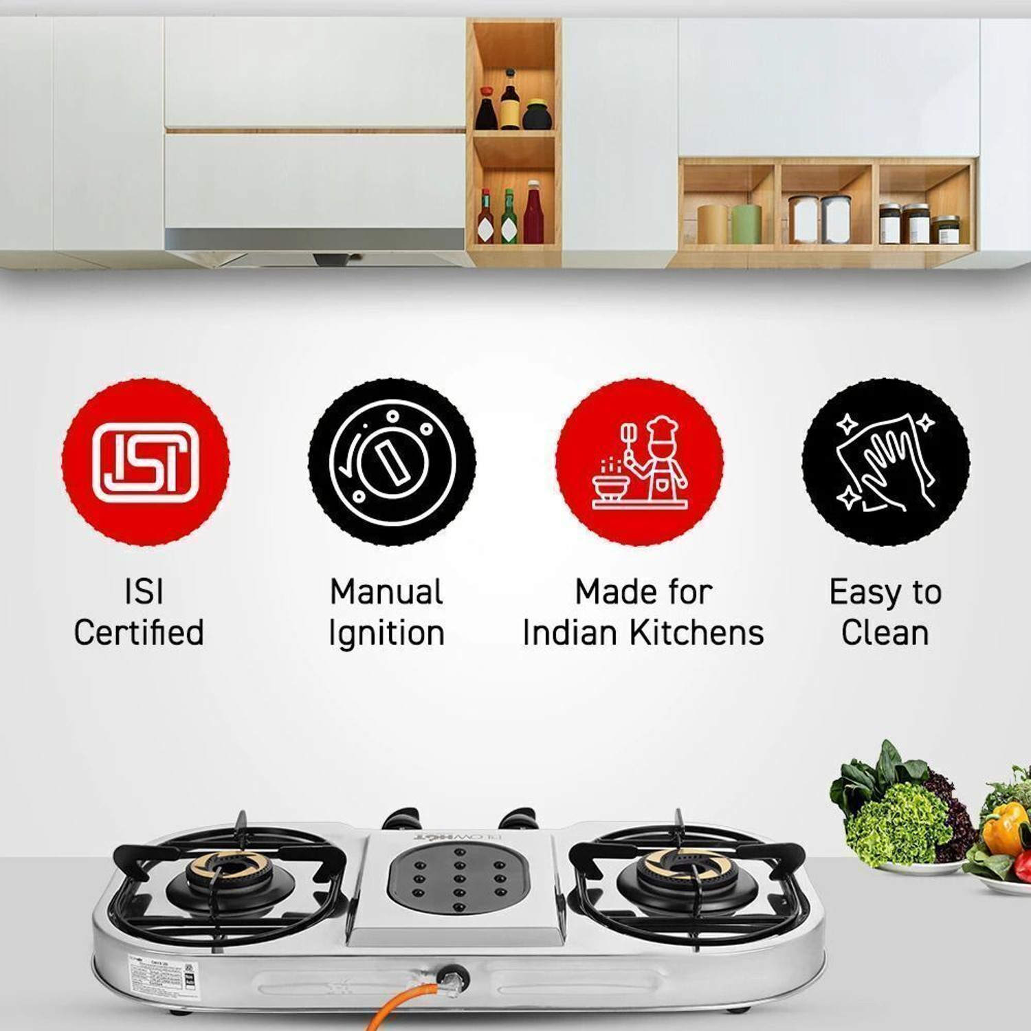 Image of BLOWHOT Onyx Heavy Tornado Brass Burner Stainless Steel Body , 2 Year Warranty Glass, Iron Manual Gas Stove