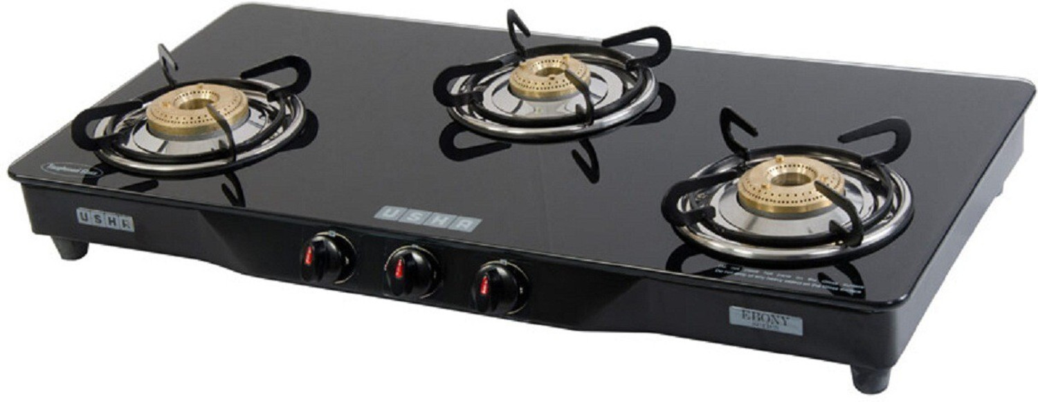 Image of USHA Ebony GS3 001 Glass Manual Gas Stove