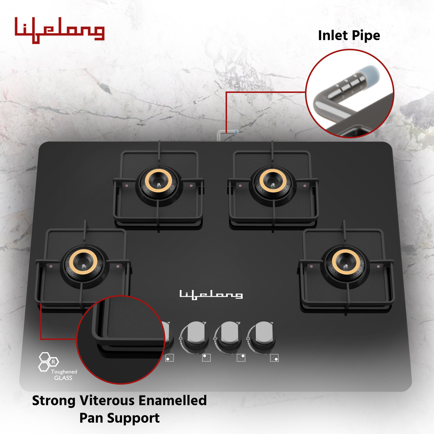 Image of Lifelong Ember LLHT934 HobTop with Battery Operated Ignition Glass Automatic Hob