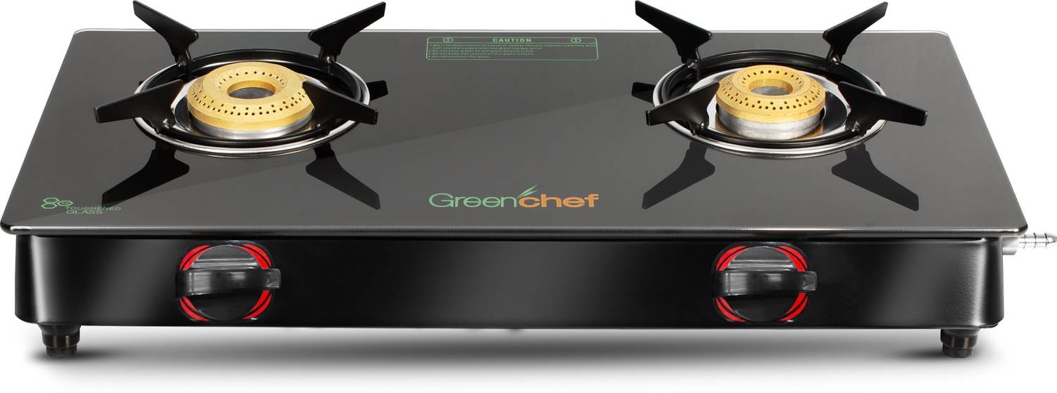 Greenchef Ebony Glass Manual Gas Stove Black - Image 1