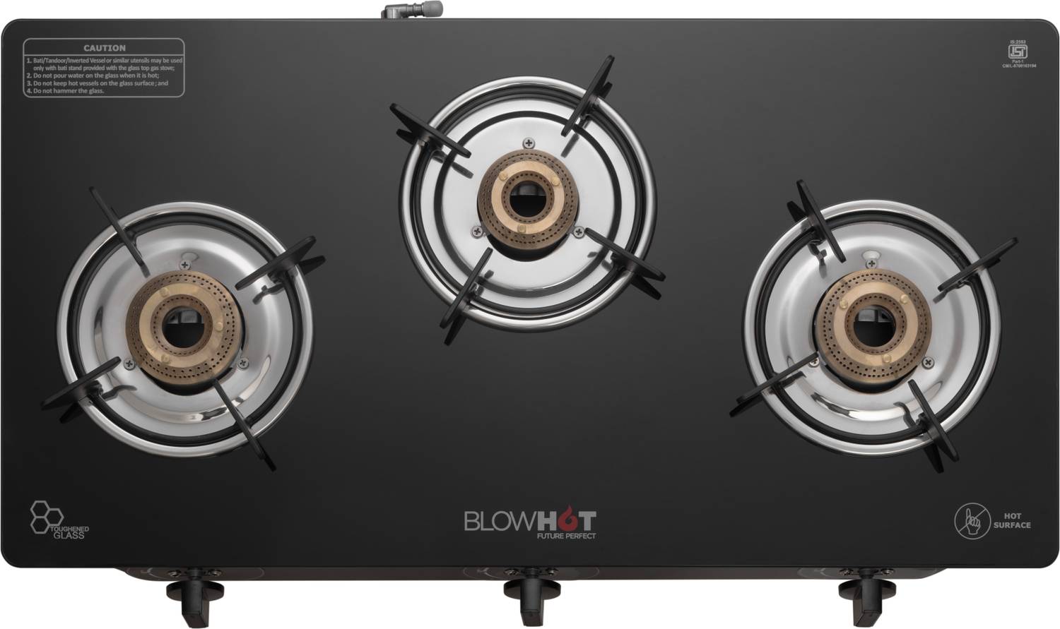 BLOWHOT Majesty 3B Piezo Manual Ignition Heavy Brass Tri-Pin Burner Aluminium Manual Gas Stove