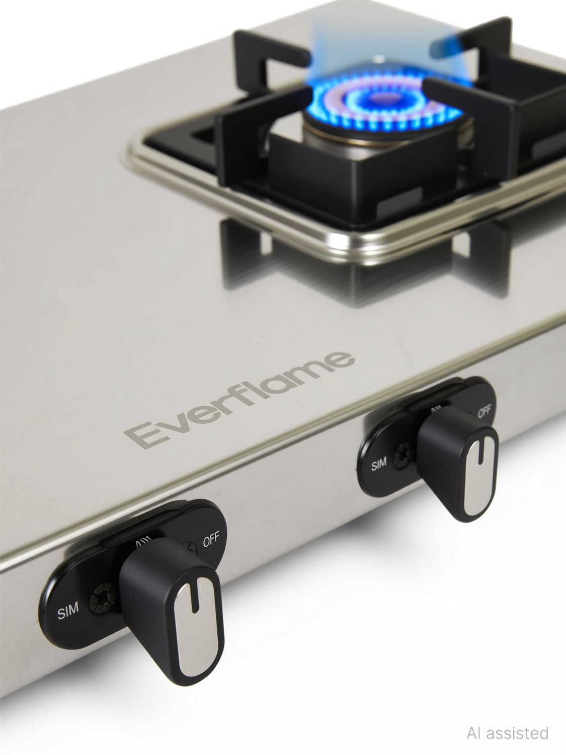 Image of Everflame Prime 2 Burner Gas Stove | ISI Certified | 1.2mm Thick Body | 2 Years Warranty Stainless Steel Manual Gas Stove