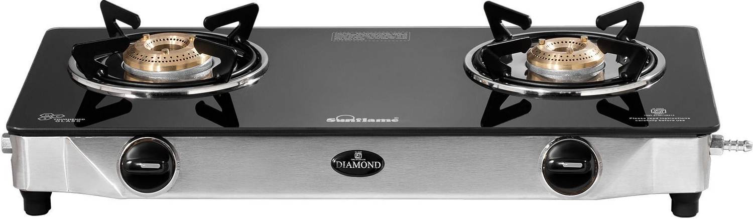 Sunflame Diamond SS Glass Manual Gas Stove