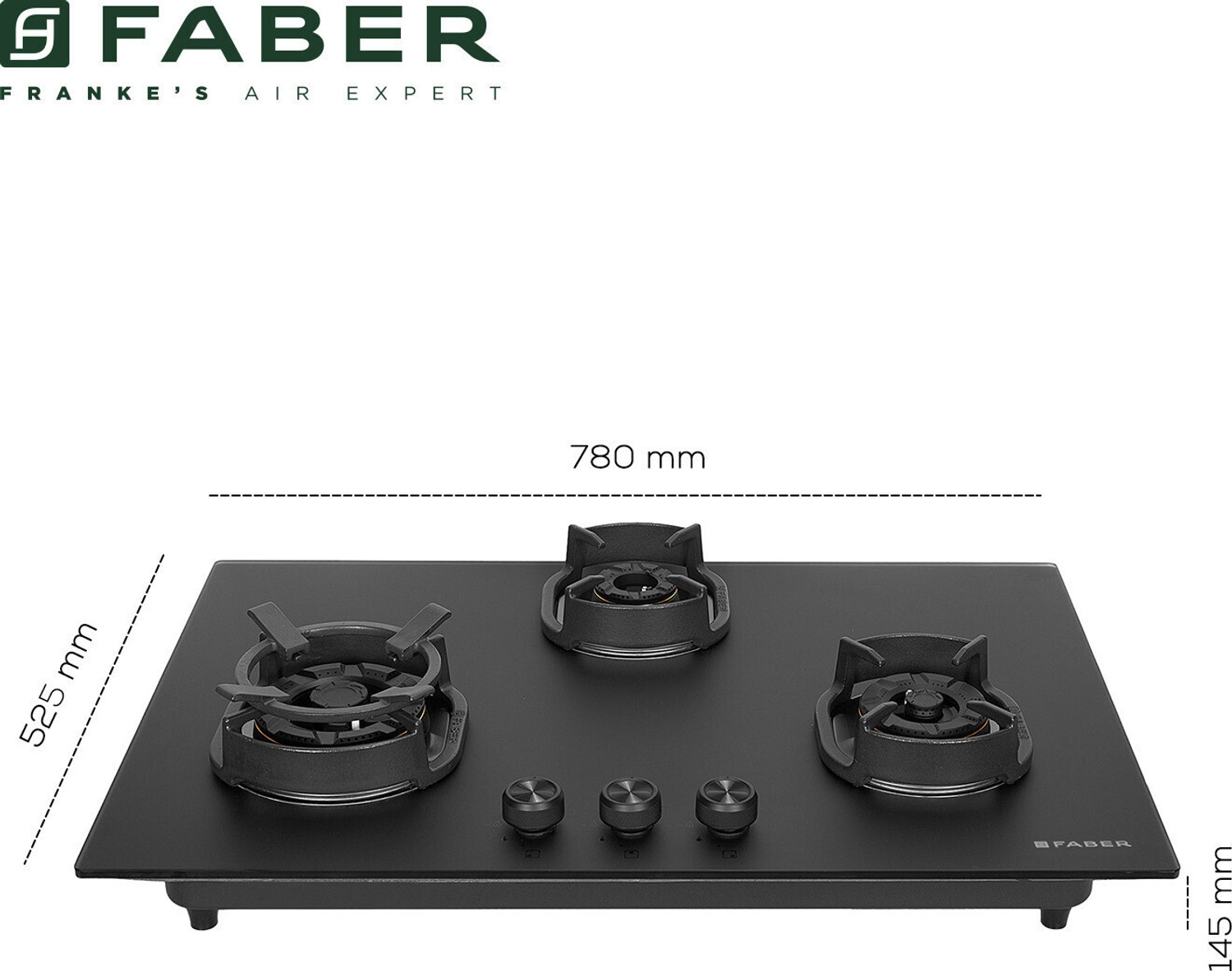 Image of FABER Hob Della HD783 CI AI| Auto-Ignition|Brass Burner| Cast Iron Pan Support Glass Automatic Hob