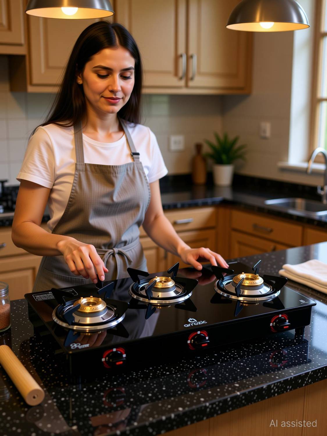 arrozic Arrow 3 Burner Black Stainless Steel Gas Stove - Image 3