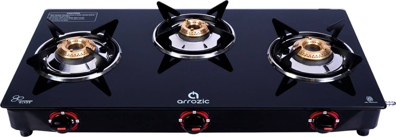 arrozic Arrow 3 Burner Black Stainless Steel Gas Stove - Image 2