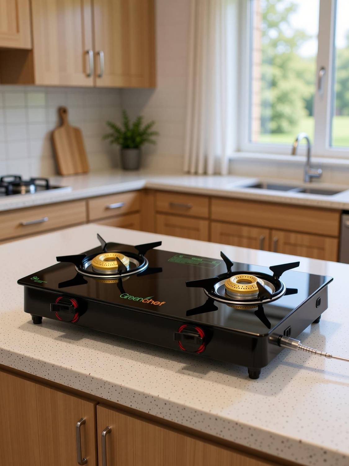 Greenchef Ebony Glass Manual Gas Stove Black - Image 2