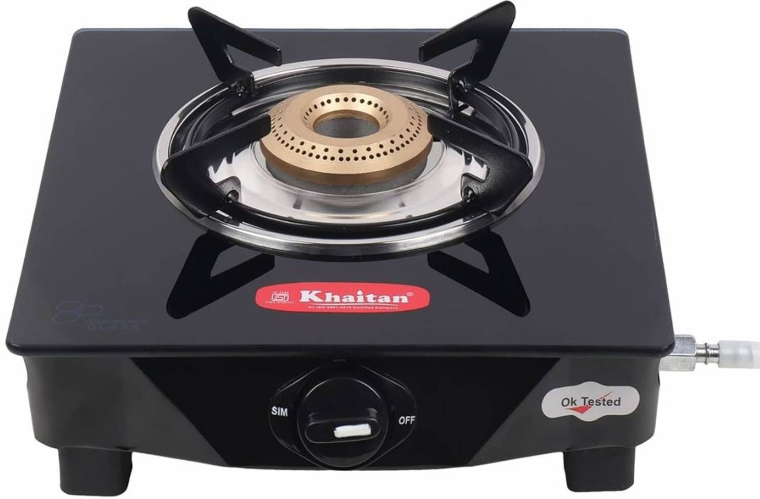 Khaitan 1B BP GIO Black Glass Manual Gas Stove - Image 1