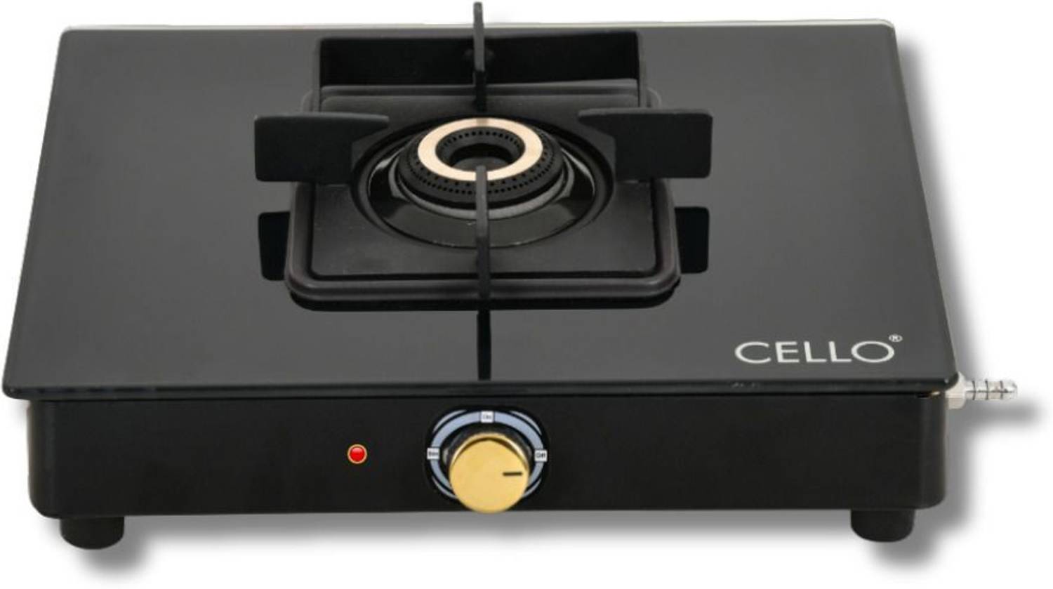 Cello Black Pearl 1 Burner Toughened Glass Top Gas Stove, Brass B