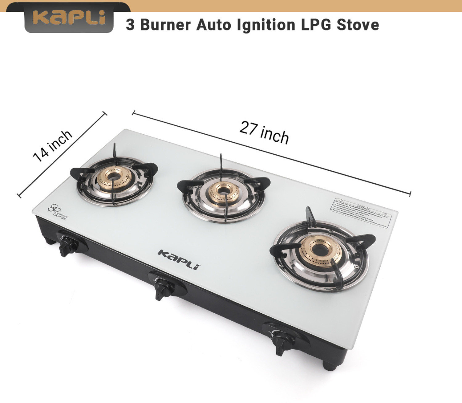Image of KAPLI Automatic Ignition Gas Stove High Efficiency Burner For LPG Use Glass Automatic Gas Stove