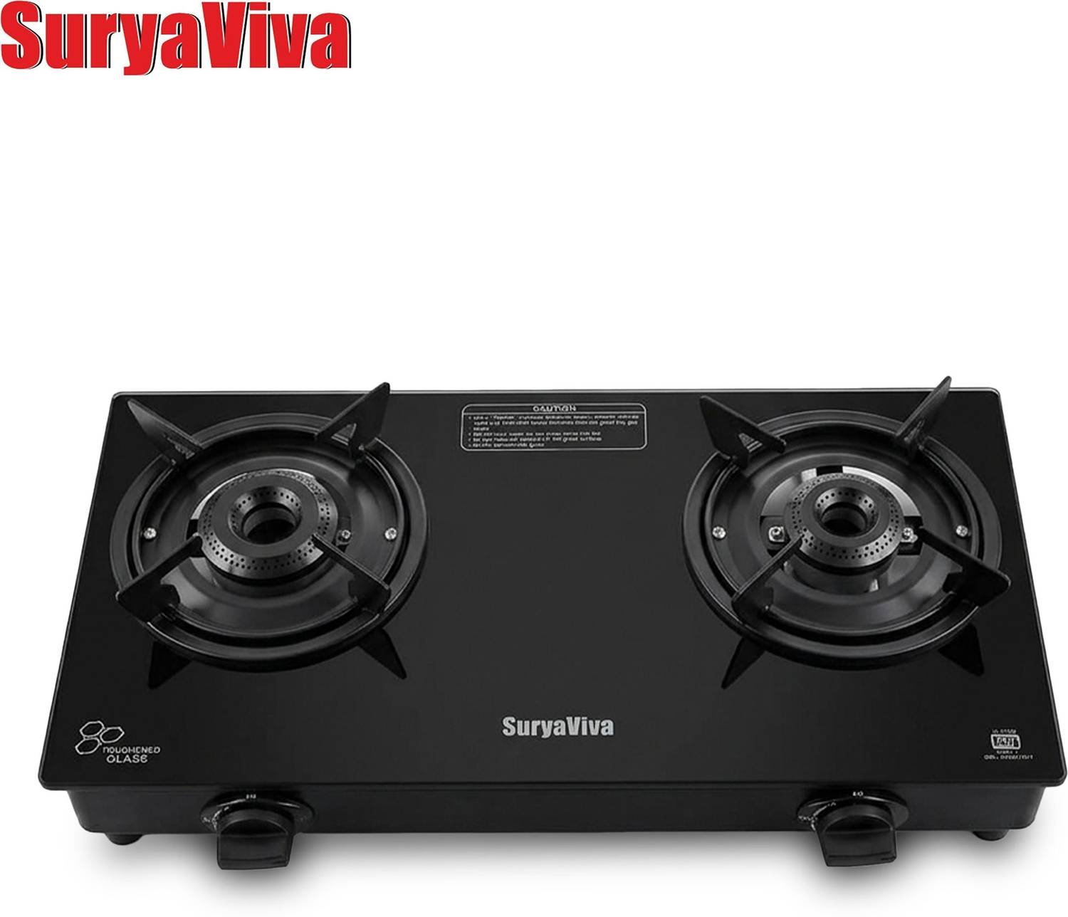 SURYAVIVA 2B Photon X Black Toughened Glass Manual Gas Stove (2 B
